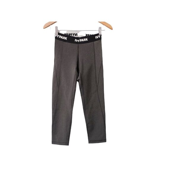 Ivy Park Gray Capri Spellout Mid Rise Leggings Women's Size XXS Activewear - Picture 1 of 11